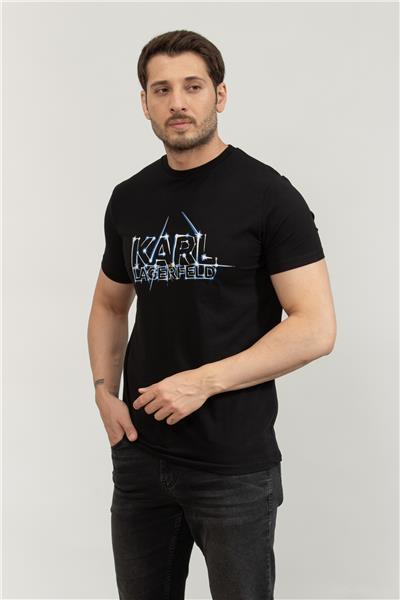Karl Lagerfeld Erkek Bisiklet Yaka T-Shirt Mavi