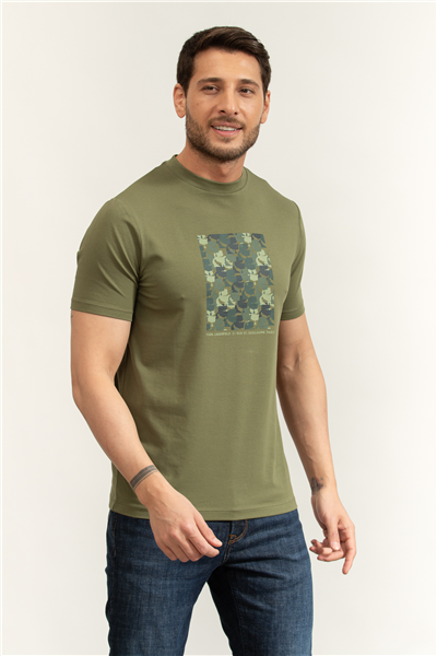 Karl Lagerfeld Erkek Bisiklet Yaka T-Shirt Yeşil