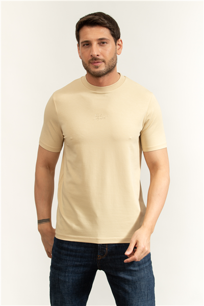 Karl Lagerfeld Erkek Bisiklet Yaka T-Shirt Bej