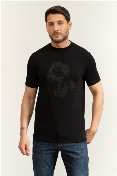 Karl Lagerfeld Erkek Bisiklet Yaka T-Shirt Siyah