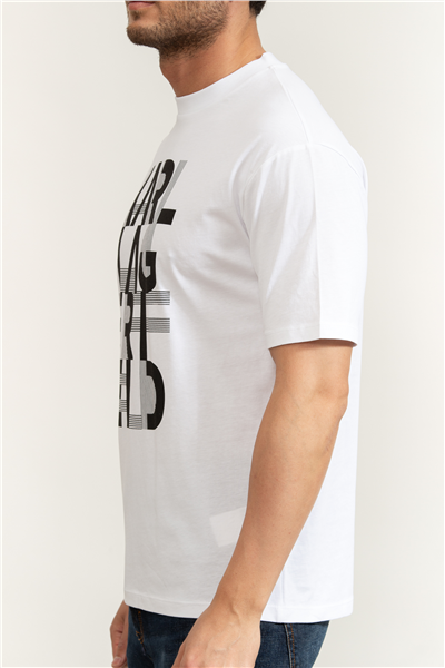 Karl Lagerfeld Erkek Bisiklet Yaka T-Shirt Beyaz