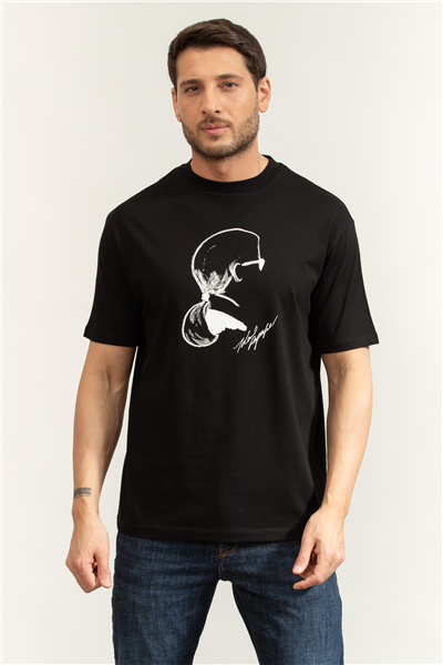 Karl Lagerfeld Erkek Bisiklet Yaka T-Shirt Siyah