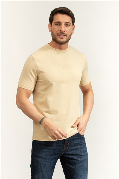Karl Lagerfeld Erkek Bisiklet Yaka T-Shirt Bej