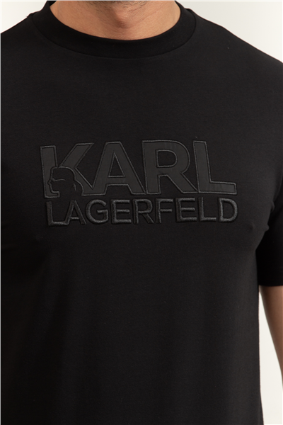 Karl Lagerfeld Erkek Bisiklet Yaka T-Shirt Siyah