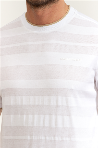 Karl Lagerfeld Erkek Bisiklet Yaka T-Shirt Beyaz