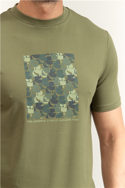 Karl Lagerfeld Erkek Bisiklet Yaka T-Shirt Yeşil