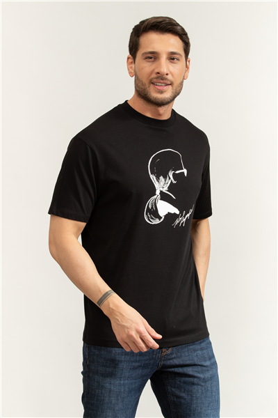 Karl Lagerfeld Erkek Bisiklet Yaka T-Shirt Siyah