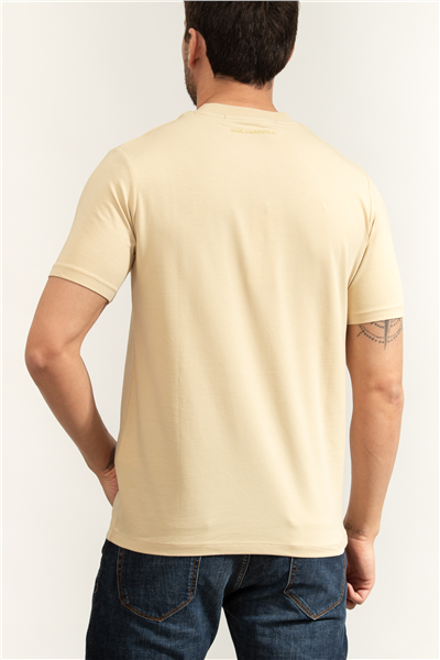 Karl Lagerfeld Erkek Bisiklet Yaka T-Shirt Bej
