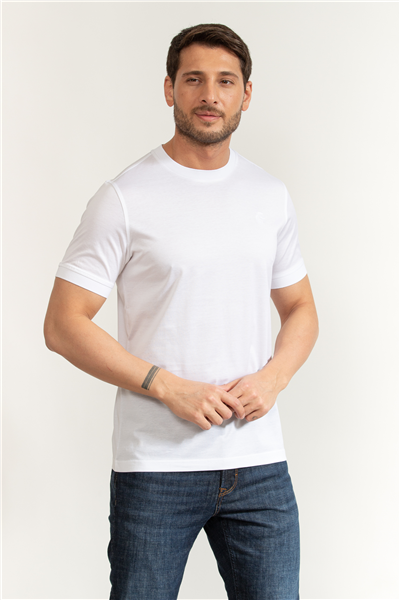 Karl Lagerfeld Erkek Bisiklet Yaka T-Shirt Beyaz