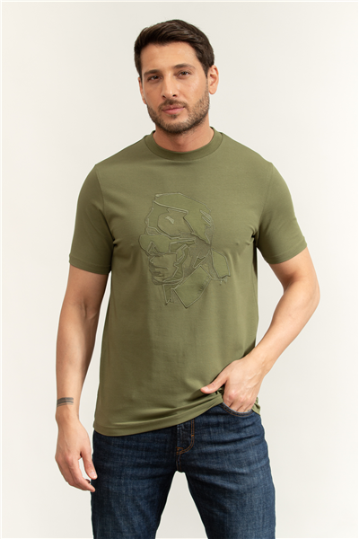 Karl Lagerfeld Erkek Bisiklet Yaka T-Shirt Yeşil