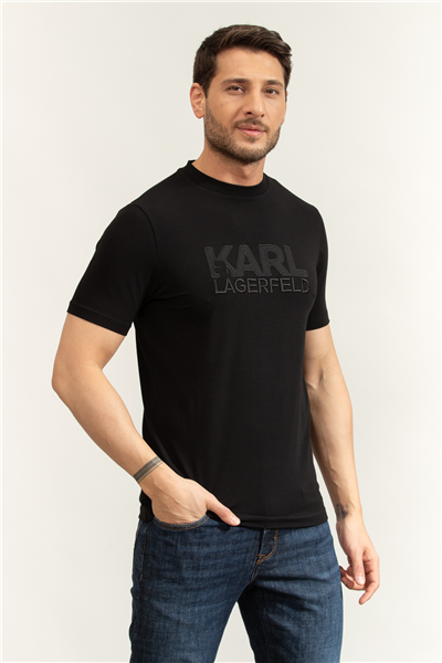 Karl Lagerfeld Erkek Bisiklet Yaka T-Shirt Siyah