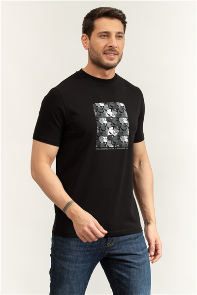 Karl Lagerfeld Erkek Bisiklet Yaka T-Shirt Siyah
