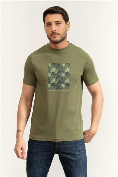 Karl Lagerfeld Erkek Bisiklet Yaka T-Shirt Yeşil