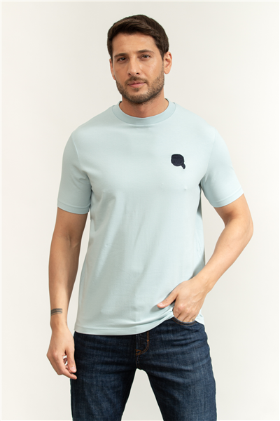 Karl Lagerfeld Erkek Bisiklet Yaka T-Shirt Açık Mavi