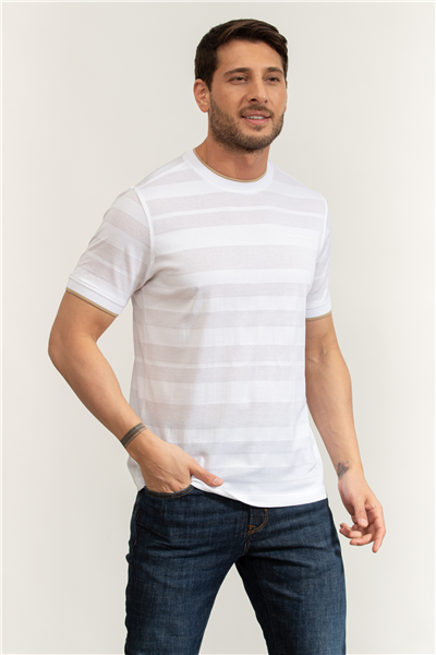 Karl Lagerfeld Erkek Bisiklet Yaka T-Shirt Beyaz