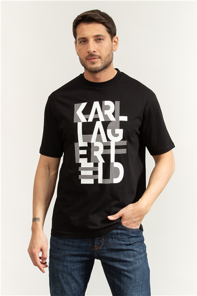 Karl Lagerfeld Erkek Bisiklet Yaka T-Shirt Siyah