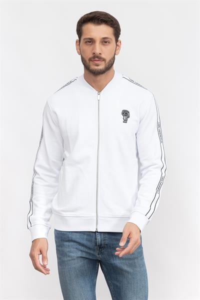 Karl Lagerfeld Erkek Fermuarlı Sweatshirt Beyaz