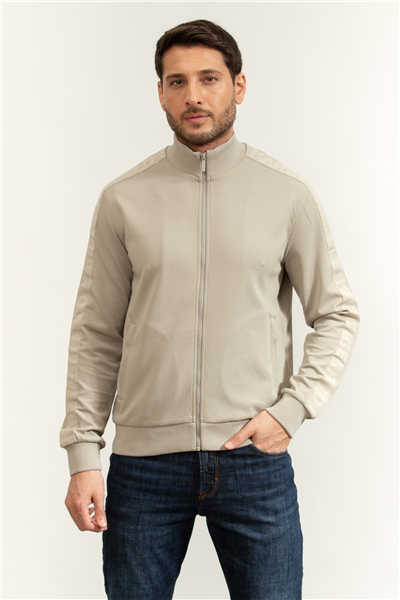 Karl Lagerfeld Erkek Fermuarlı Sweatshirt Kum beji