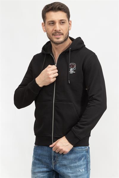 Karl Lagerfeld Erkek Fermuarlı Sweatshirt Siyah