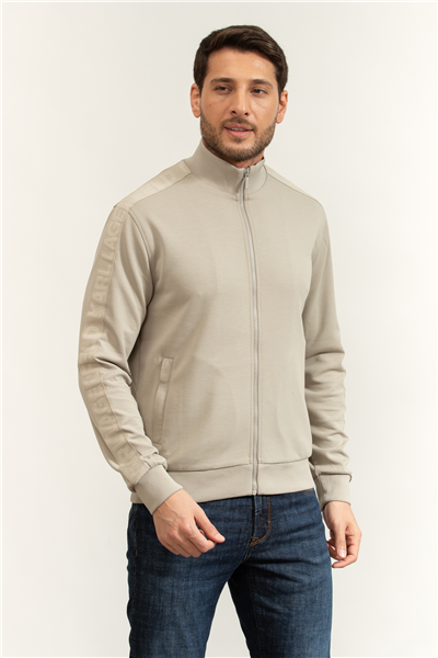 Karl Lagerfeld Erkek Fermuarlı Sweatshirt Kum beji
