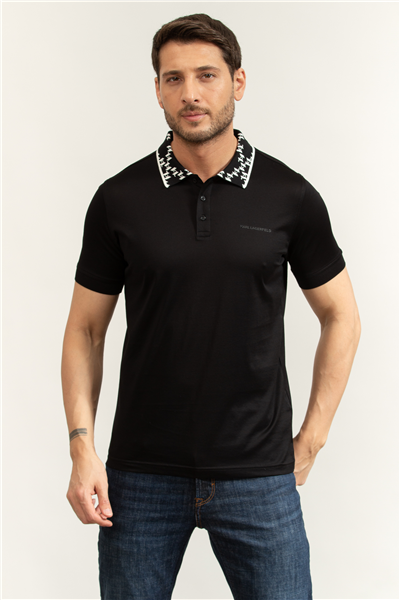 Karl Lagerfeld Erkek Polo Yaka T-Shirt Siyah