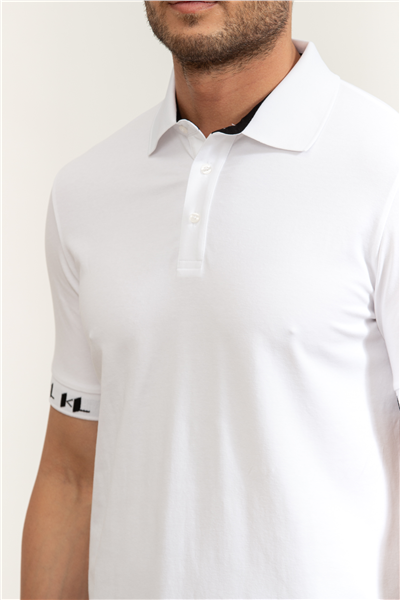 Karl Lagerfeld Erkek Polo Yaka T-Shirt Beyaz