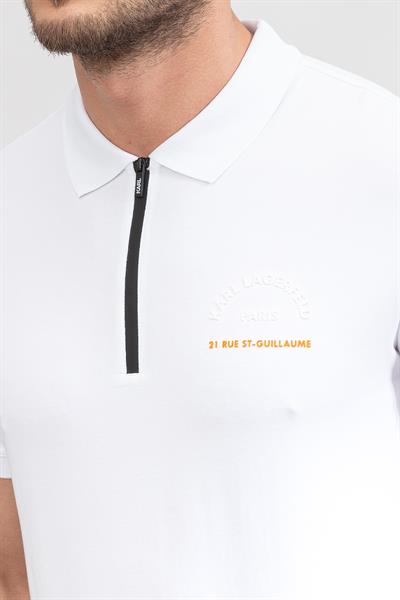 Karl Lagerfeld Erkek Polo Yaka T-Shirt Beyaz