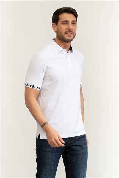 Karl Lagerfeld Erkek Polo Yaka T-Shirt Beyaz