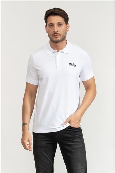 Karl Lagerfeld Erkek Polo Yaka T-Shirt Beyaz