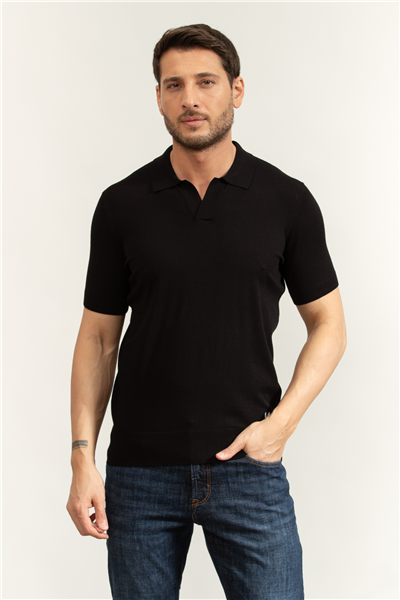 Karl Lagerfeld Erkek Polo Yaka Triko Siyah