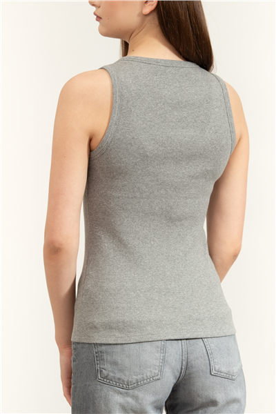 Karl Lagerfeld Essential Logo Commercial Tank Kadın Kolsuz T-Shirt Gri