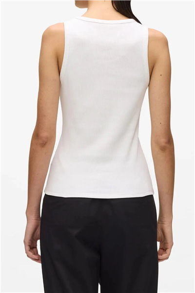 Karl Lagerfeld Essential Logo Commercial Tank Kadın Kolsuz T-Shirt Beyaz
