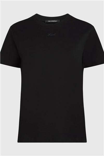 Karl Lagerfeld Essential Regular T-Shirt Kadın Bisiklet Yaka T-Shirt Siyah