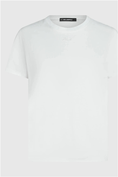 Karl Lagerfeld Essential Regular T-Shirt Kadın Bisiklet Yaka T-Shirt Beyaz