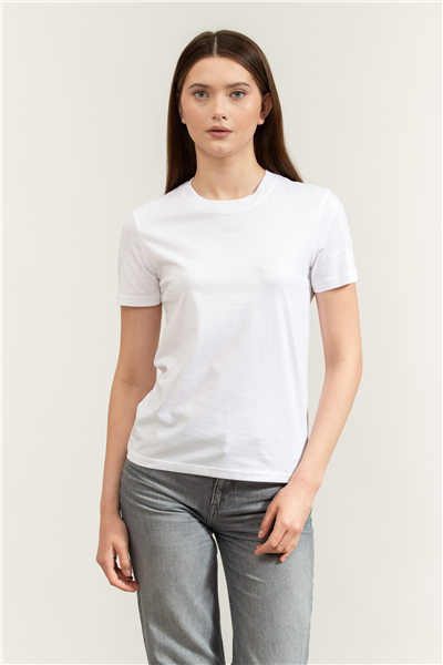 Karl Lagerfeld Essential Regular T-Shirt Kadın Bisiklet Yaka T-Shirt Beyaz