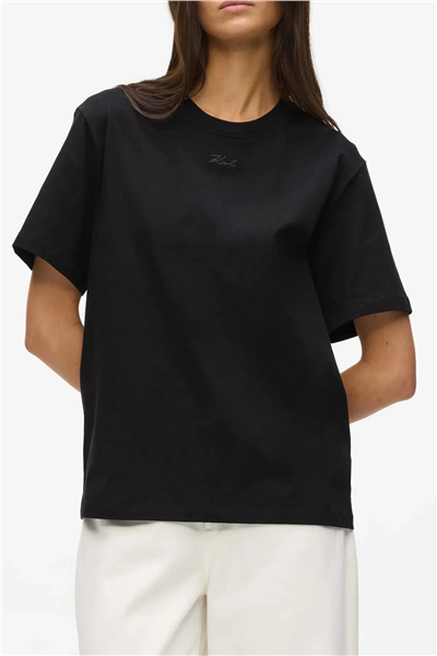 Karl Lagerfeld Essential Relaxed T-Shirt Kadın Bisiklet Yaka T-Shirt Siyah