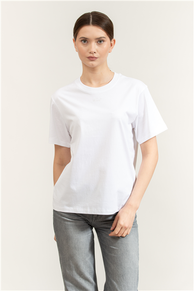 Karl Lagerfeld Essential Relaxed T-Shirt Kadın Bisiklet Yaka T-Shirt Beyaz
