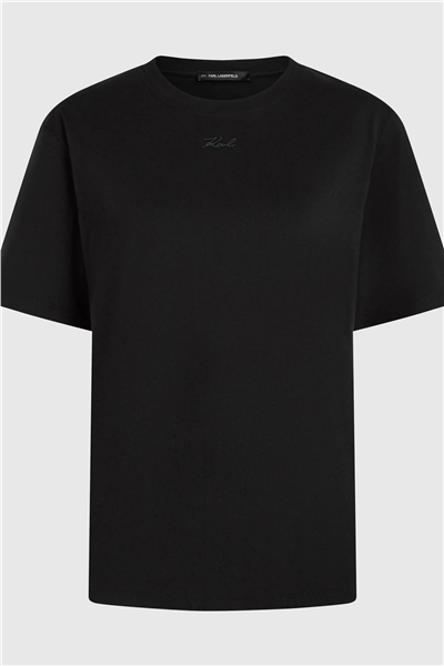 Karl Lagerfeld Essential Relaxed T-Shirt Kadın Bisiklet Yaka T-Shirt Siyah