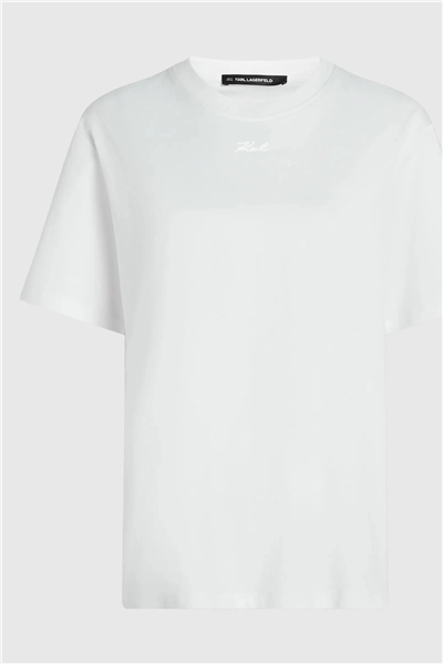 Karl Lagerfeld Essential Relaxed T-Shirt Kadın Bisiklet Yaka T-Shirt Beyaz