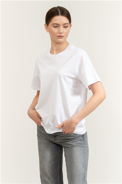 Karl Lagerfeld Essential Relaxed T-Shirt Kadın Bisiklet Yaka T-Shirt Beyaz