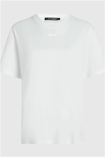 Karl Lagerfeld Essential Relaxed T-Shirt Kadın Bisiklet Yaka T-Shirt Beyaz