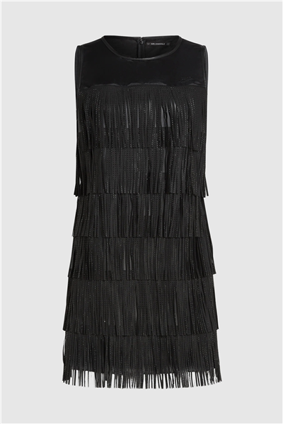Karl Lagerfeld Fringe Kadın Elbise Siyah