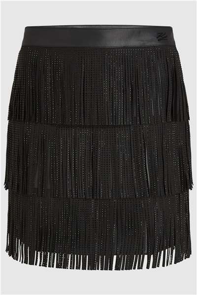 Karl Lagerfeld Fringe Mini Kadın Etek Siyah