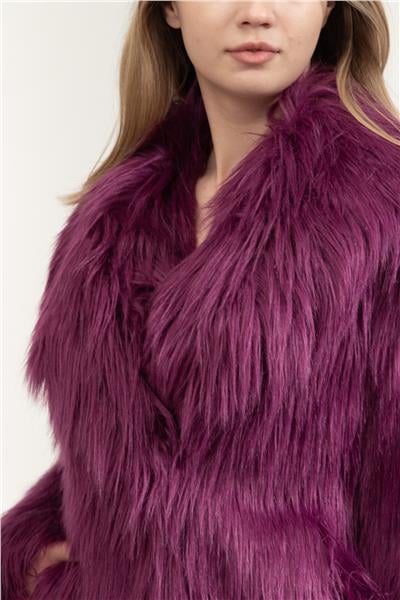 Karl Lagerfeld Huns Pick Faux Fur Kadın Mont