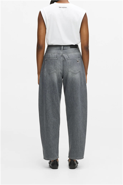 Karl Lagerfeld Ikon Barrel Denim Kadın Jean Pantolon Açık Gri