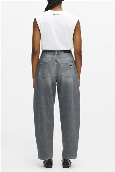 Karl Lagerfeld Ikon Barrel Denim Kadın Jean Pantolon Açık Gri