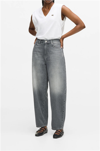 Karl Lagerfeld Ikon Barrel Denim Kadın Jean Pantolon Açık Gri
