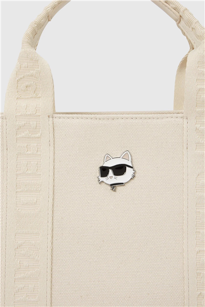 Karl Lagerfeld ikon Choup Pin Square Md Tote Kadın Omuz Çantası Beyaz