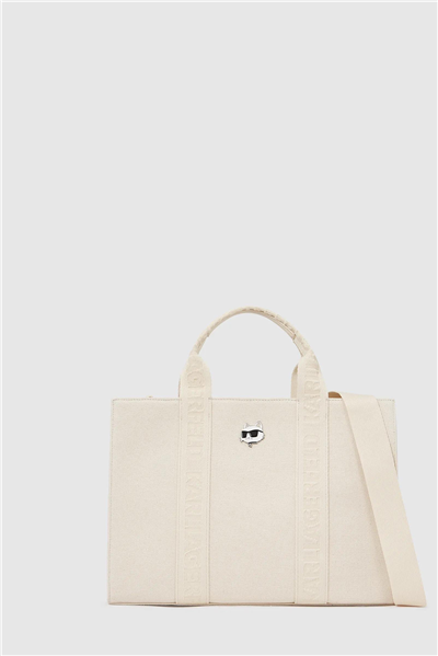 Karl Lagerfeld ikon Choup Pin Square Md Tote Kadın Omuz Çantası Beyaz