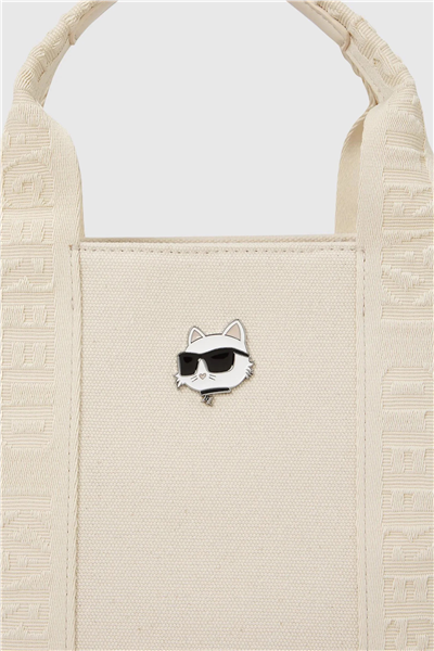 Karl Lagerfeld ikon Choup Pin Square Md Tote Kadın Omuz Çantası Beyaz